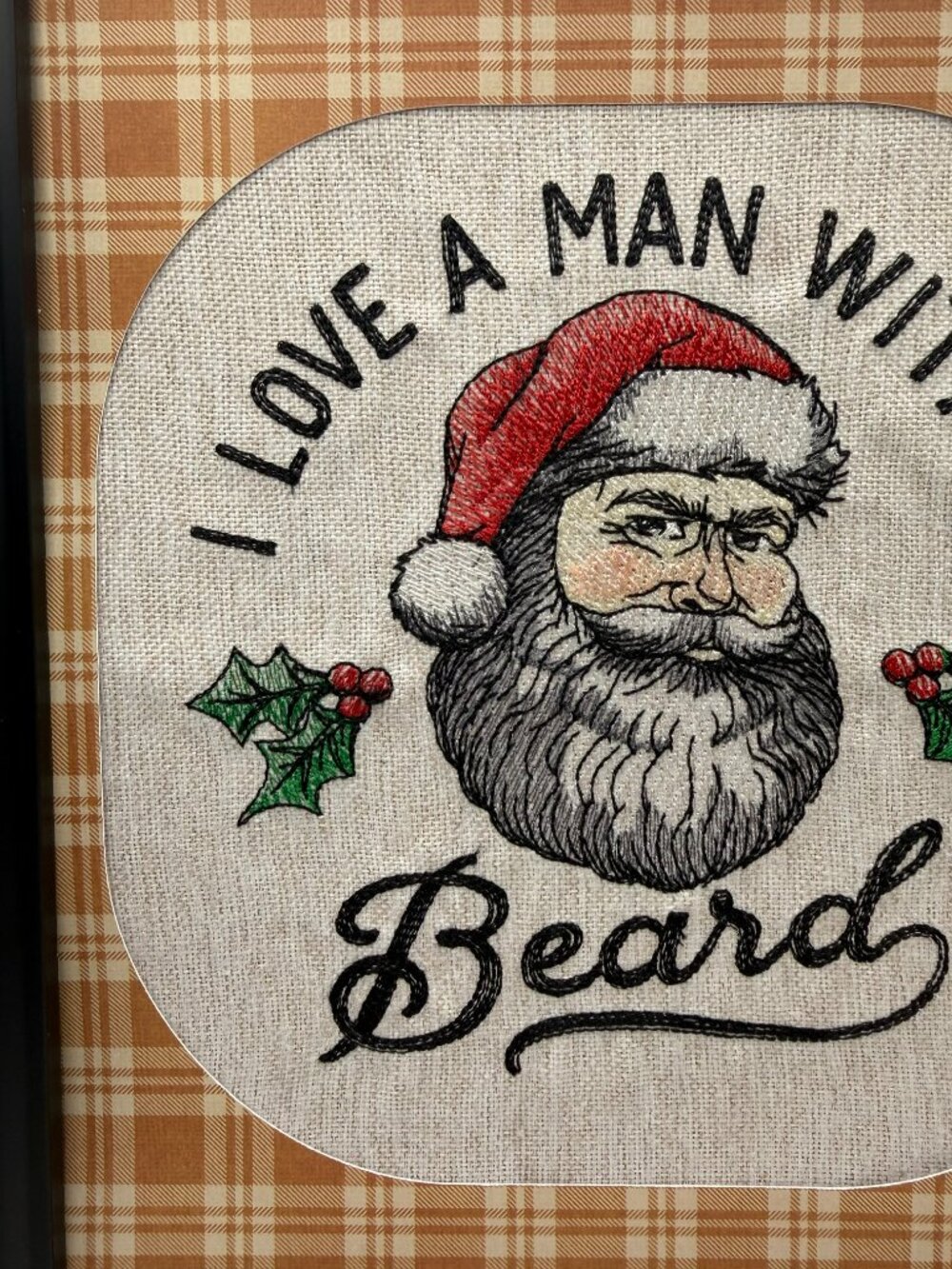 Homemade "I Love A Man With A Beard" 8X10 Embroidery Art - Picture 2 of 6